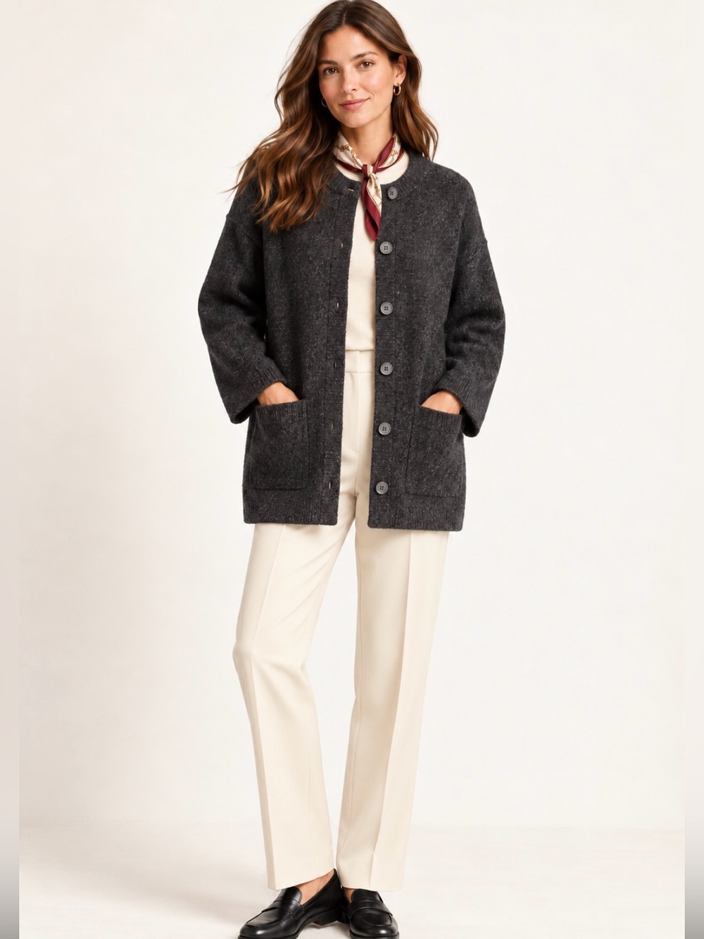 J.Crew Charcoal Merino Wool Alpaca Blend Long Cardigan Sweater Size M